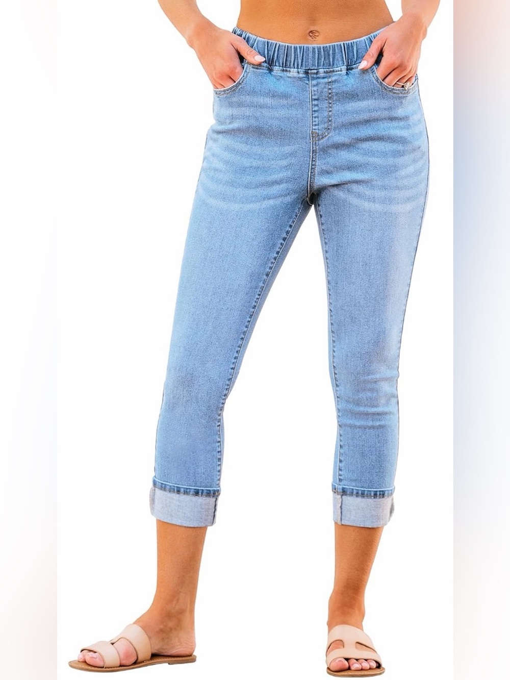 GRAPENT Women’s High Rise Stretch Skinny Capri Jeggings Denim Size Large ✨NEW✨